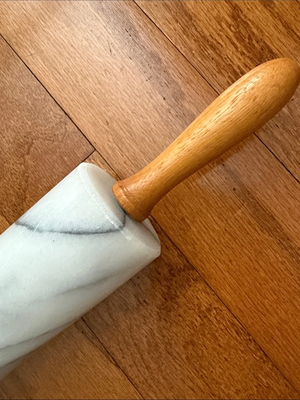 Vintage Marble Rolling Pin with Wooden Handles